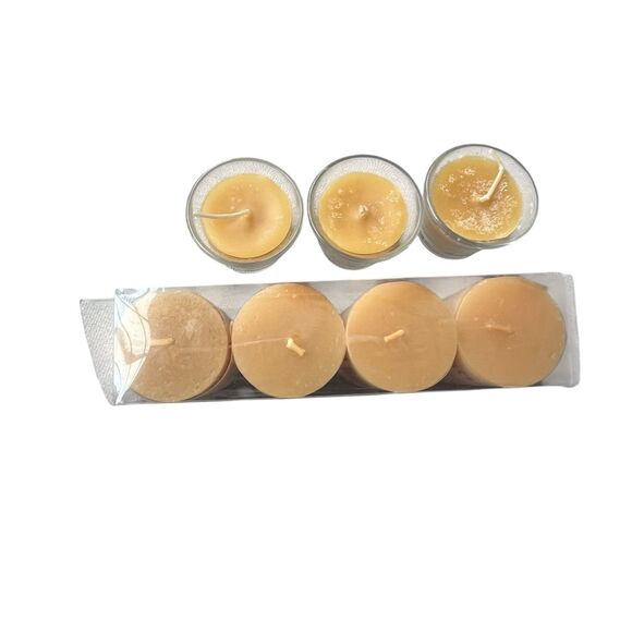 Beeswax Candles – Votive & Handmade Glass Holders – New/Unused - Picture 3 of 5